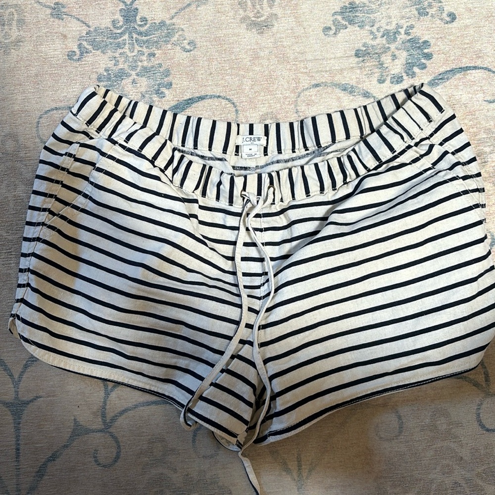 J.Crew factory, medium cream and navy  striped shorts